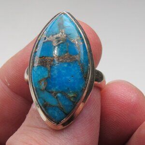 $350 Sterling Silver Copper Turquoise Ring